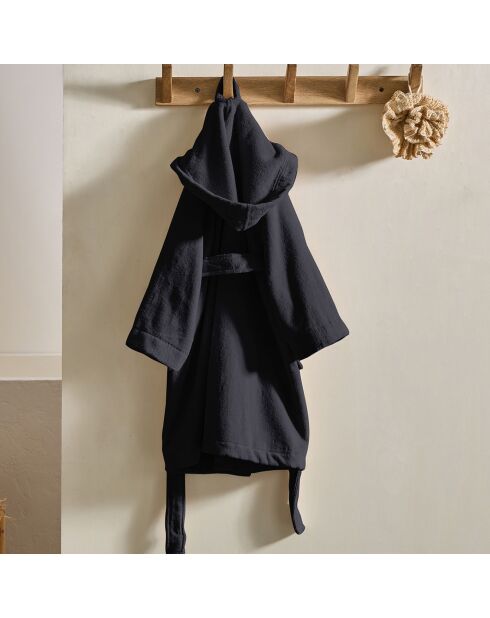 Peignoir enfant à Capuche gris anthracite