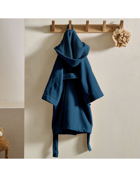 Peignoir enfant à Capuche bleu jean