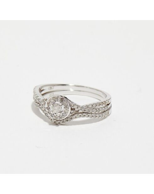 2 Bagues Éclat Harmonieux Diamants 0.41 ct or blanc