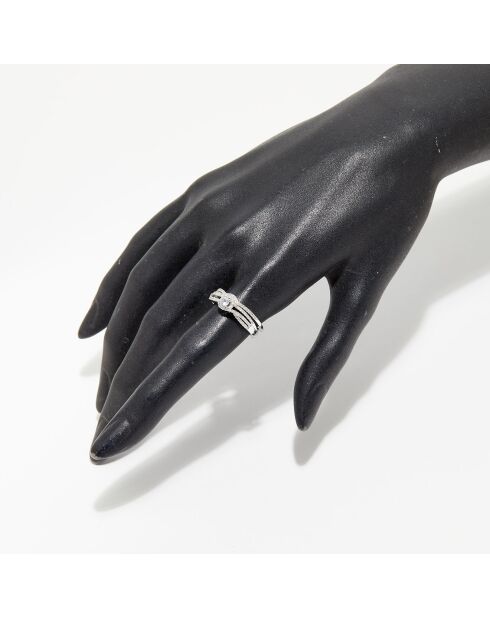 2 Bagues Étoile Flamboyante Diamants 0.23 ct & Topaze blanche 0.15 ct or blanc