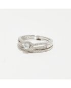 2 Bagues Étoile Flamboyante Diamants 0.23 ct & Topaze blanche 0.15 ct or blanc