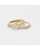 2 anillos Eclipse con diamantes de 0,32 quilates y oro amarillo con topacio blanco de 1,07 quilates