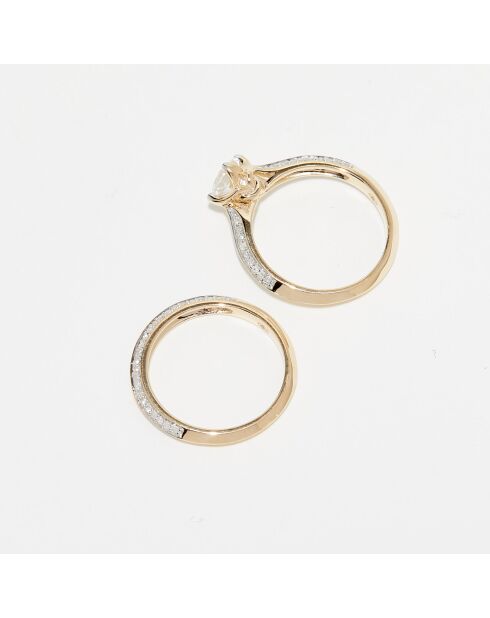2 anillos Eclipse con diamantes de 0,32 quilates y oro amarillo con topacio blanco de 1,07 quilates