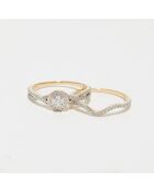 2 harmonische sprankelende diamanten ringen 0,41 kt geelgoud