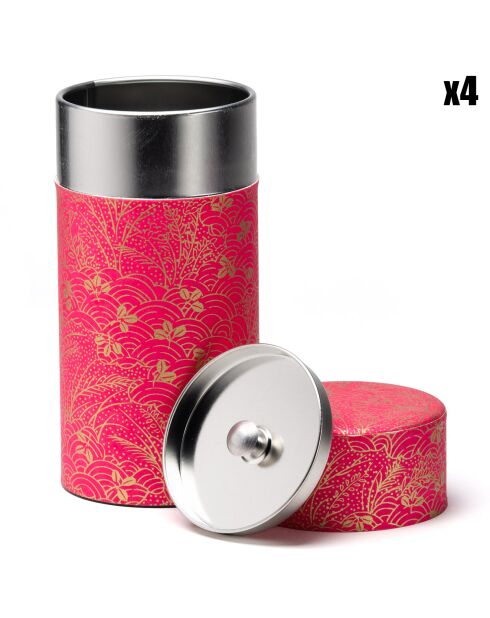 4 Boîtes à thé Washi Shoji fushia 150 gr