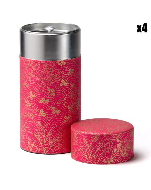 4 Boîtes à thé Washi Shoji fushia 150 gr