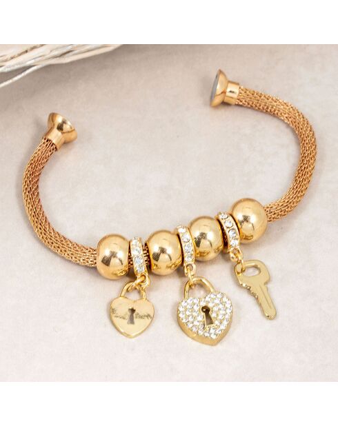 Bracelet Heart Key doré/blanc