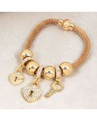 Bracelet Heart Key doré/blanc
