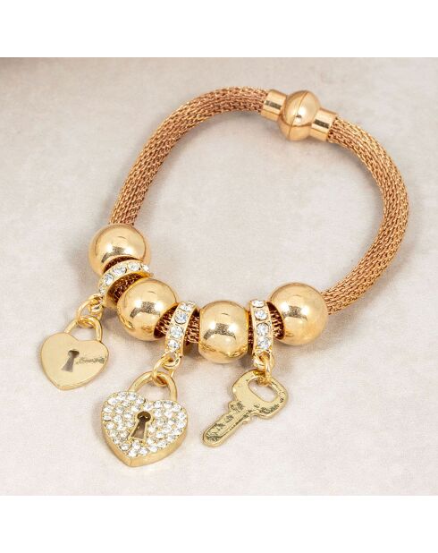 Bracelet Heart Key doré/blanc