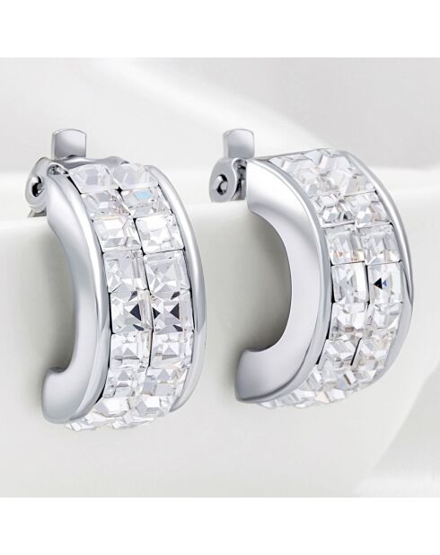 Boucles d'oreilles Diamane argenté/blanc