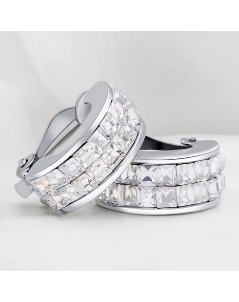 Boucles d'oreilles Diamane argenté/blanc
