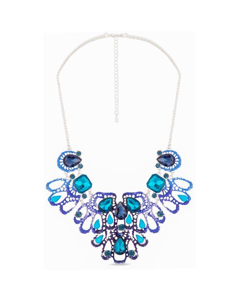 Zilver/blauwe avondketting