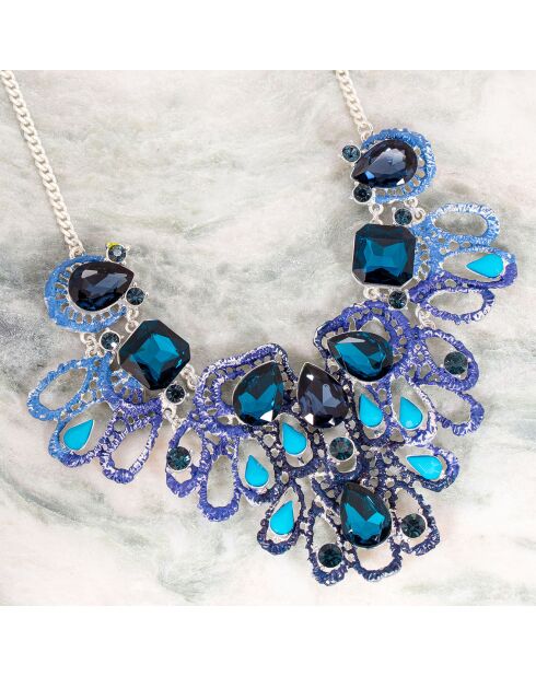 Zilver/blauwe avondketting