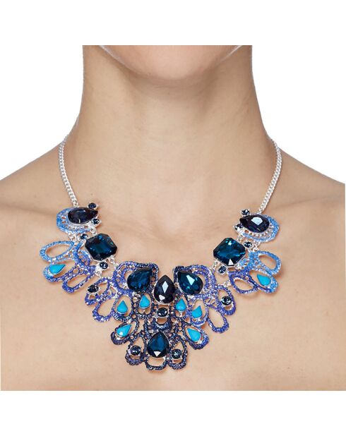 Zilver/blauwe avondketting