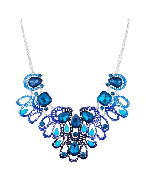 Zilver/blauwe avondketting