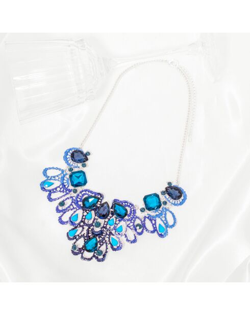 Zilver/blauwe avondketting