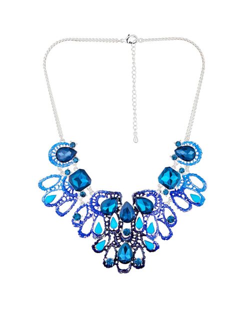 Silber/blaue Abendkette