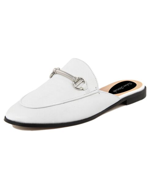 Mules Mocassins en Cuir Emma blanches