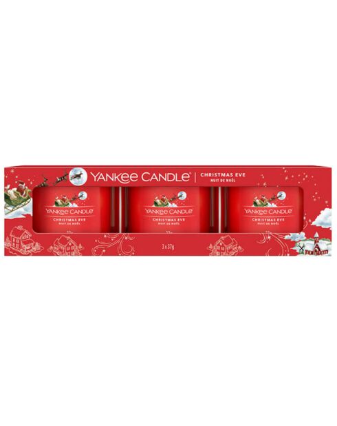 Coffret 3 Bougies parfumées votives Nuit de Noël - 1 mèche 10h