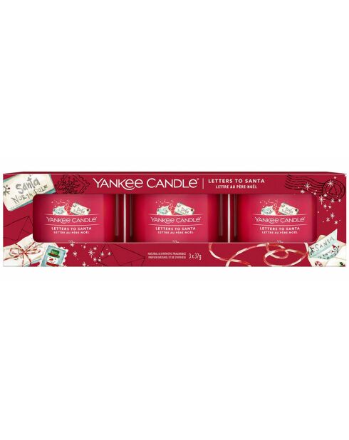 Coffret 3 Bougies parfumées votives Lettres au père Noël - 1 mèche 10h