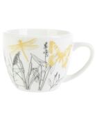 6 Tasses en Porcelaine Dans mon Jardin blanc/jaune/noir - 10 cl