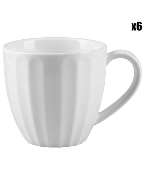 6 Tasses en Porcelaine Doux Souvenirs blanches - 21 cl