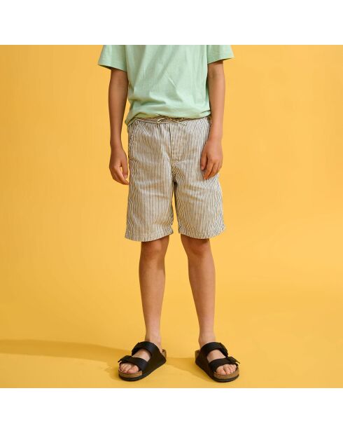 Short Printer rayé beige