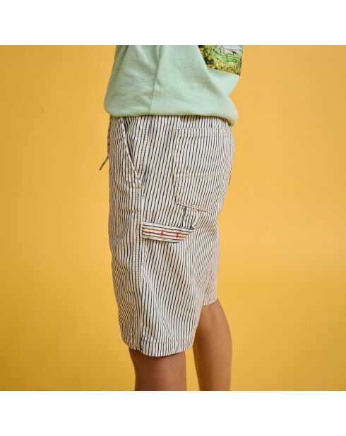 Short Printer rayé beige