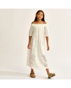 Robe en Popeline brodée Henna blanche