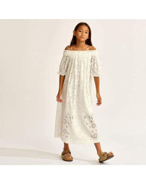 Robe en Popeline brodée Henna blanche