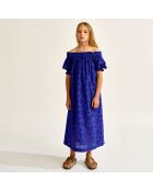 Robe en Popeline brodée Henna bleue