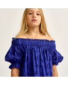Robe en Popeline brodée Henna bleue