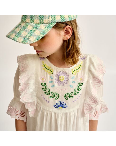Robe en Voile de Coton brodé Honest  blanche