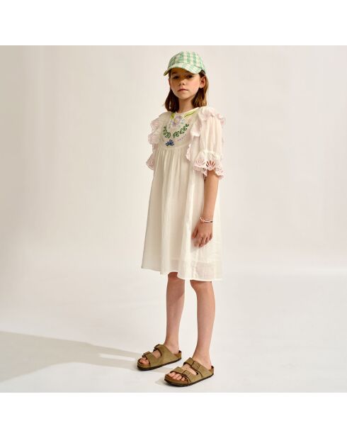 Robe en Voile de Coton brodé Honest  blanche