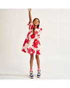 Robe en Popeline Posa à fleurs rouge