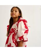 Robe en Popeline Posa à fleurs rouge