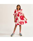 Robe en Popeline Posa à fleurs rouge