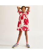 Robe en Popeline Posa à fleurs rouge
