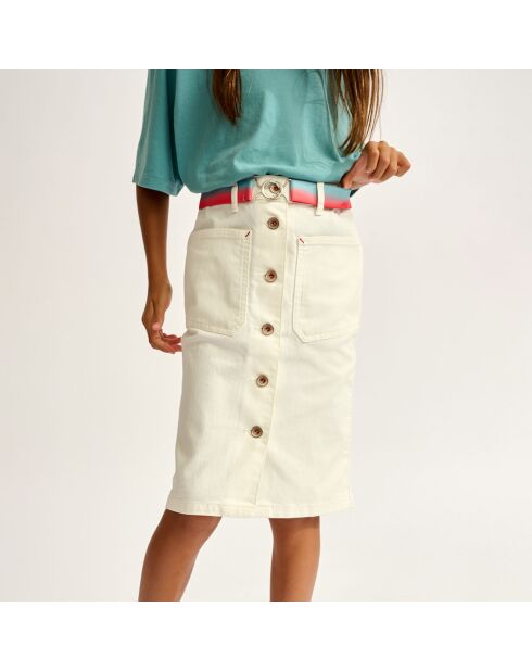 Weißer Pepsie Denim-Bleistiftrock