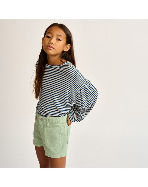 T-Shirt en Lin mélangé Volly rayé bleu/blanc