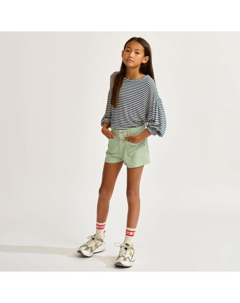 T-Shirt en Lin mélangé Volly rayé bleu/blanc