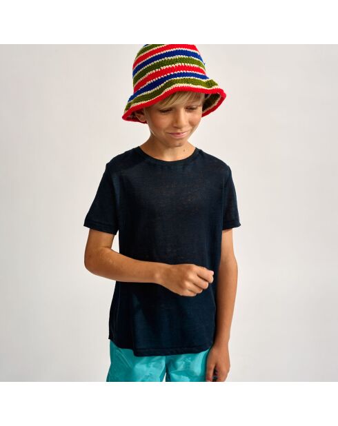 T-Shirt 100% Lin Mogo  marine