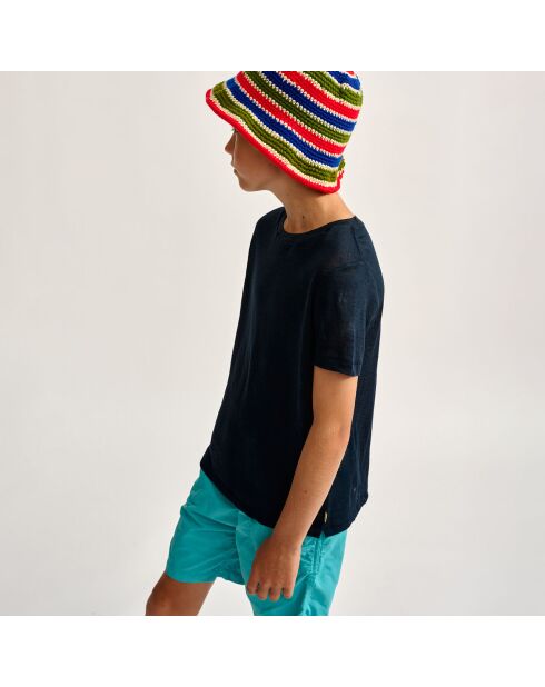 T-Shirt 100% Lin Mogo  marine