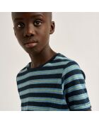 T-Shirt 100% Lin Mogo rayé marine/bleu