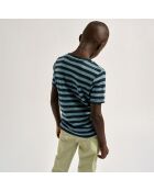 T-Shirt 100% Lin Mogo rayé marine/bleu