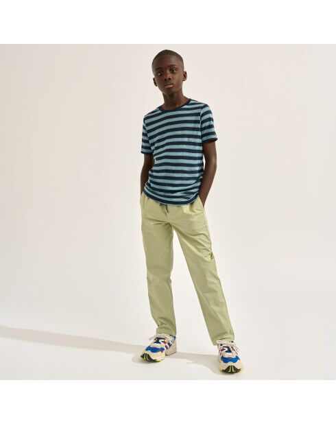 T-Shirt 100% Lin Mogo rayé marine/bleu