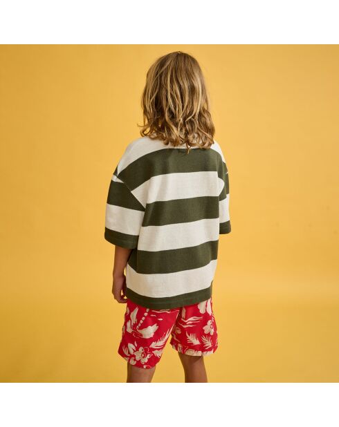 T-Shirt Sine rayé blanc/vert