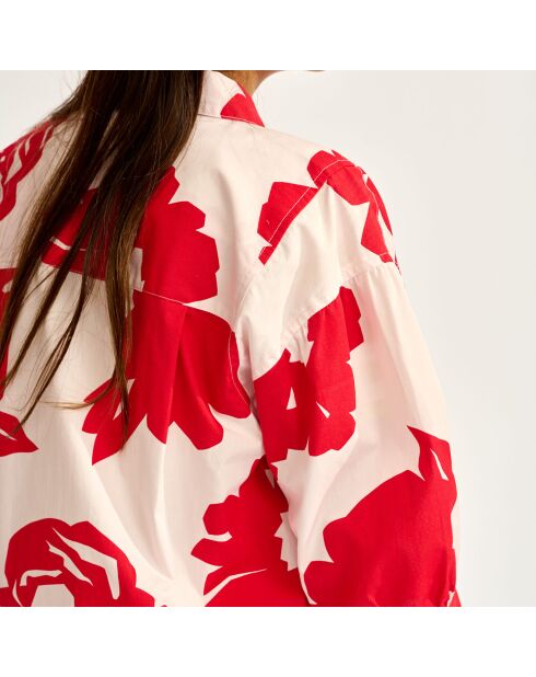 Chemise Ave à fleurs rouge