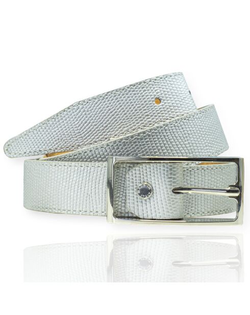 Ceinture en Cuir F-7 argentée