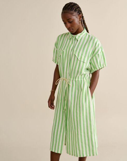 Robe chemise en Lin & Coton Varia verte